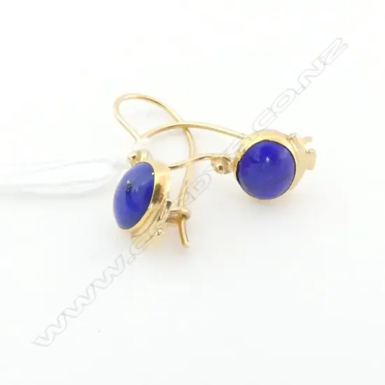 PAIR OF 18CT GOLD AND LAPIS EARRINGS 2.88gm