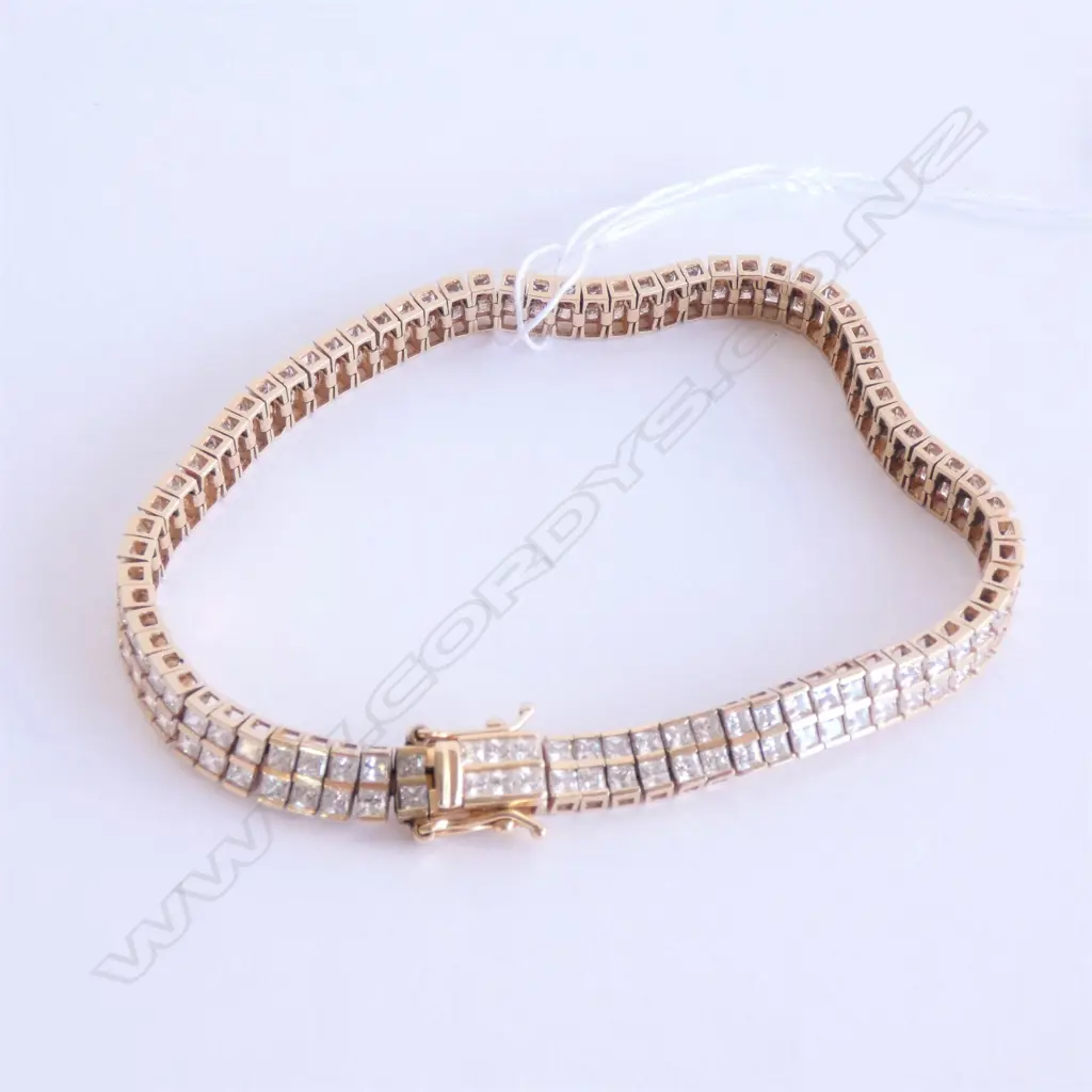 14CT GOLD AND CZ DOUBLE TENNIS BRACELET Image 1++