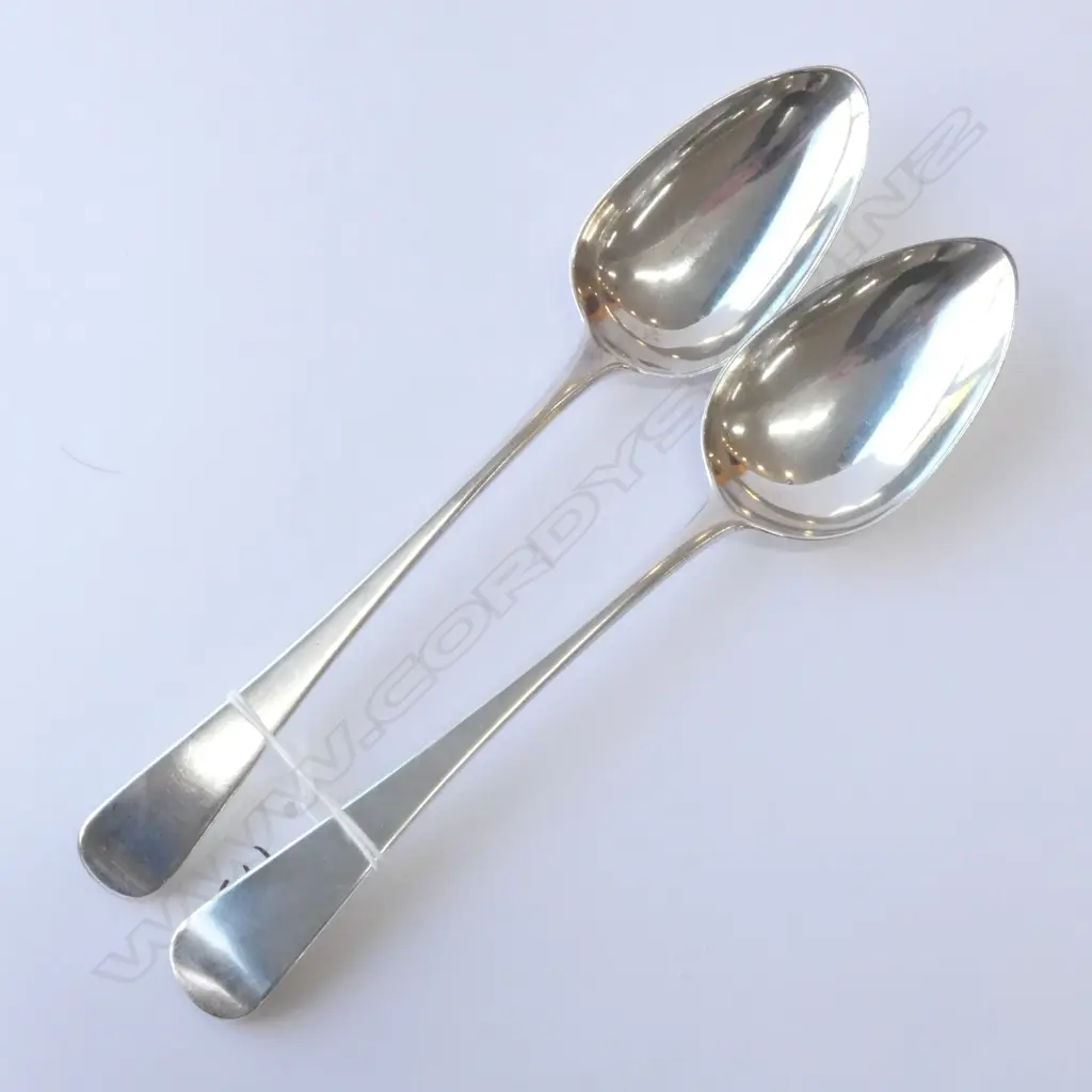 TWO STERLING SILVER TABLE SPOONS, 125GMS  L. 220MM, C1778 & 1798 Image 1++