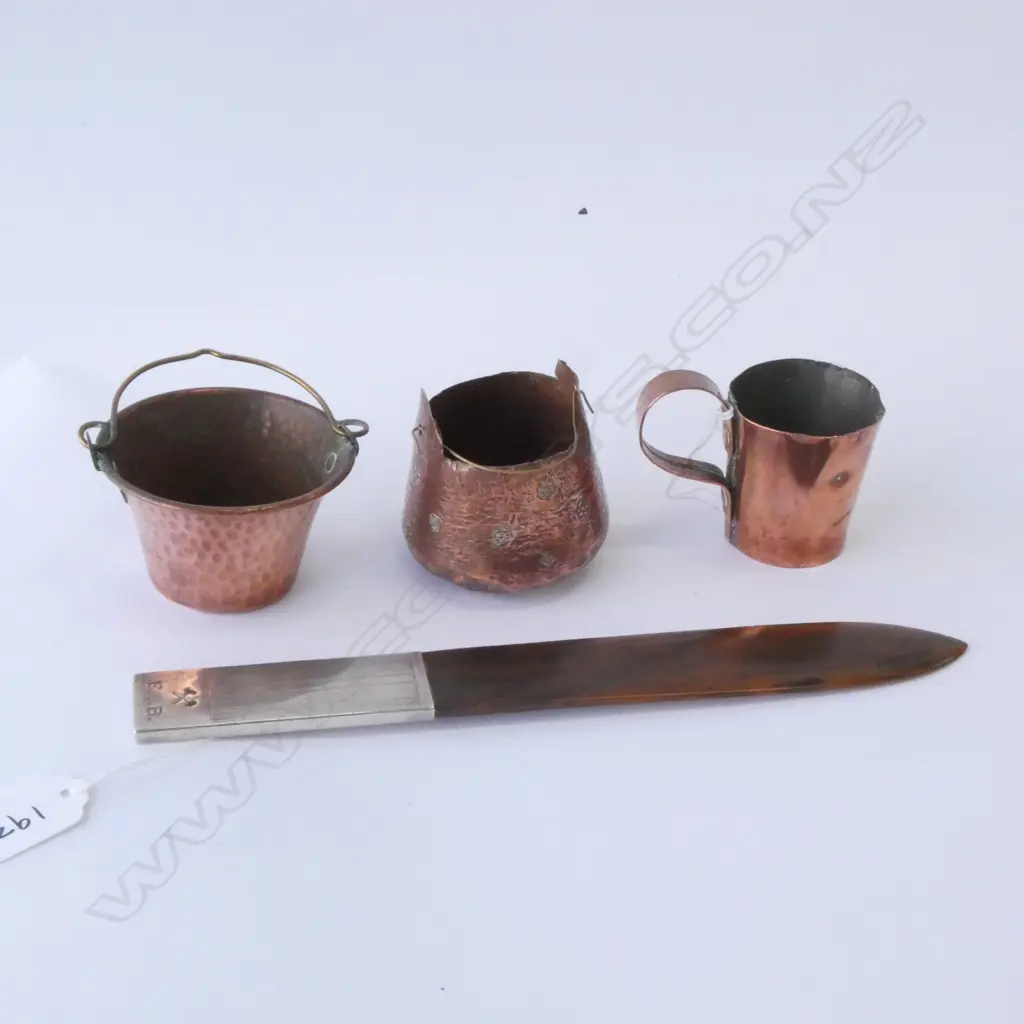 800 SILVER PAPER KNIFE L. 245MM + 3 COPPER PCES Image 1++