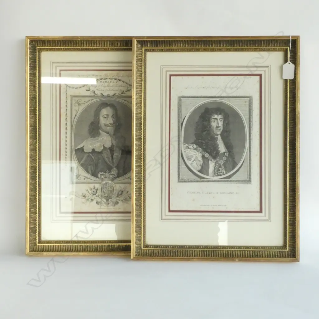 PR ENGRAVINGS KING CHARLES I & II 290 X 195MM Image 1++