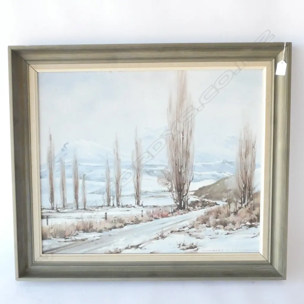 ALAN D. COOKE - OIL - MORNING SNOW NEAR ARROWTOWN 1973 490 X 590MM Image 1++