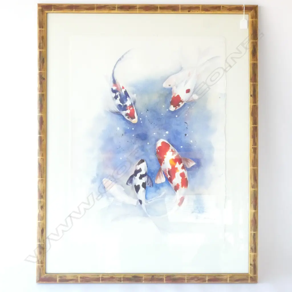 ZOE PRESTON WATERCOLOUR KOI CARP IN POND Image 1++