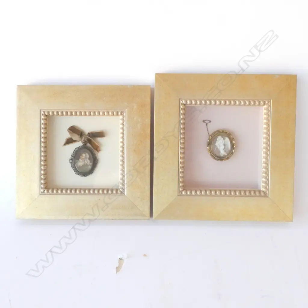 FRAMED VICTORIAN CAMEO AND ANOTHER FRAMED BROOCH Image 1++