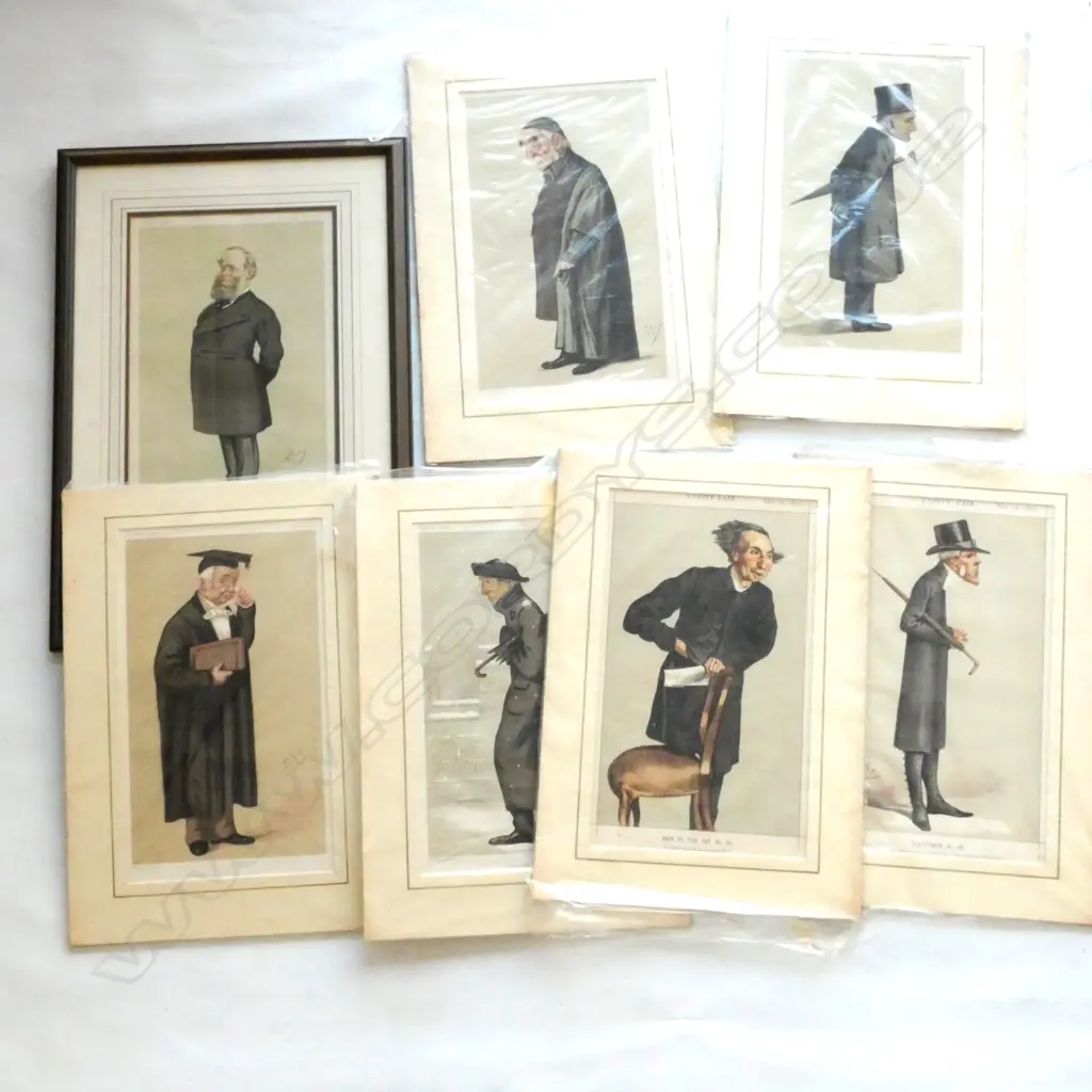 7 ASST. LITHOGRAPHS BY SPY, APE ETC ONE FRAMED 355 X 210MM Image 1++