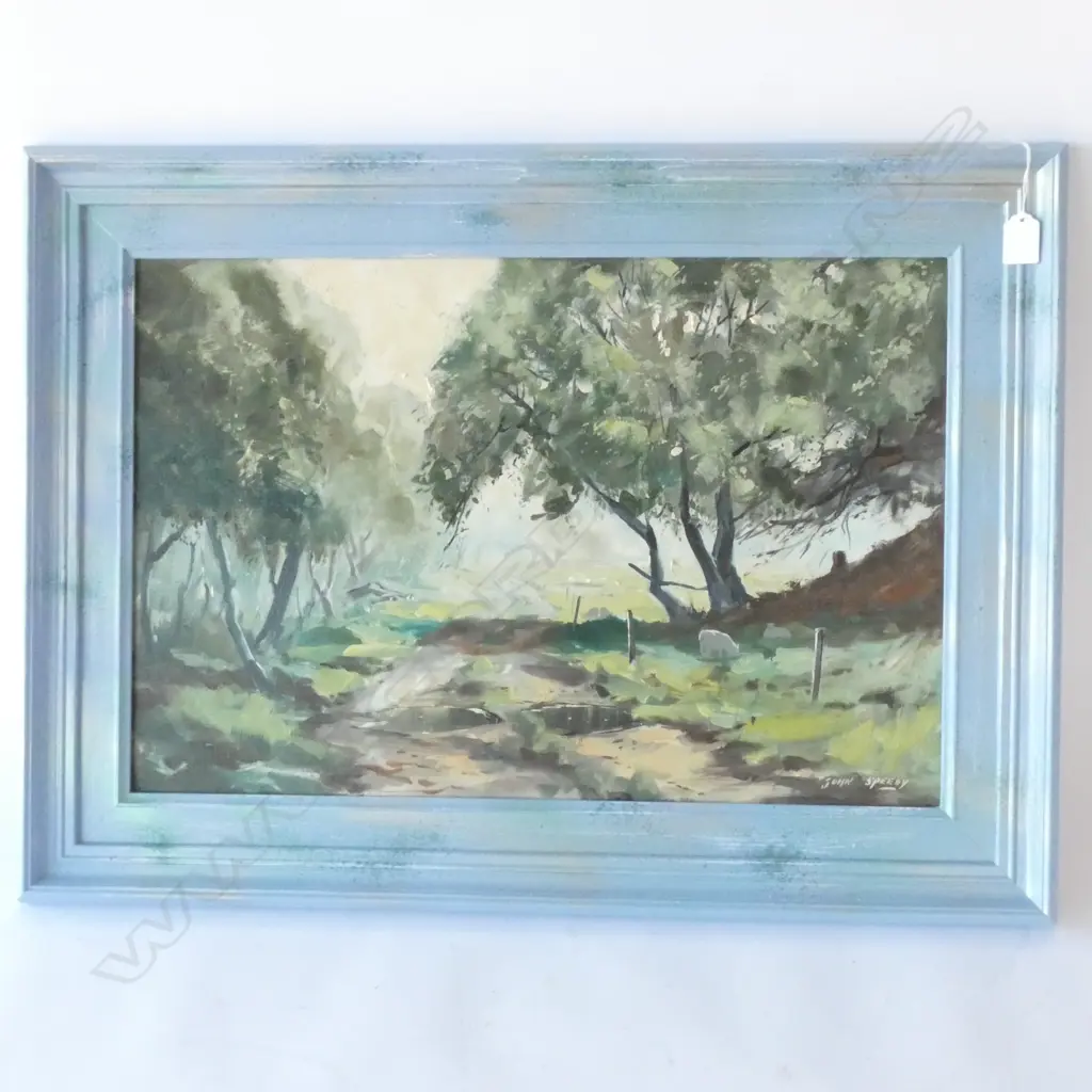 JOHN SPEEDY 'WILLOW TREES IN THE MIST', OIL ON CANVAS OVER BOARD, SIGNED, TITLE TO REVERSE, 1985, 395 X 595MM Image 1++