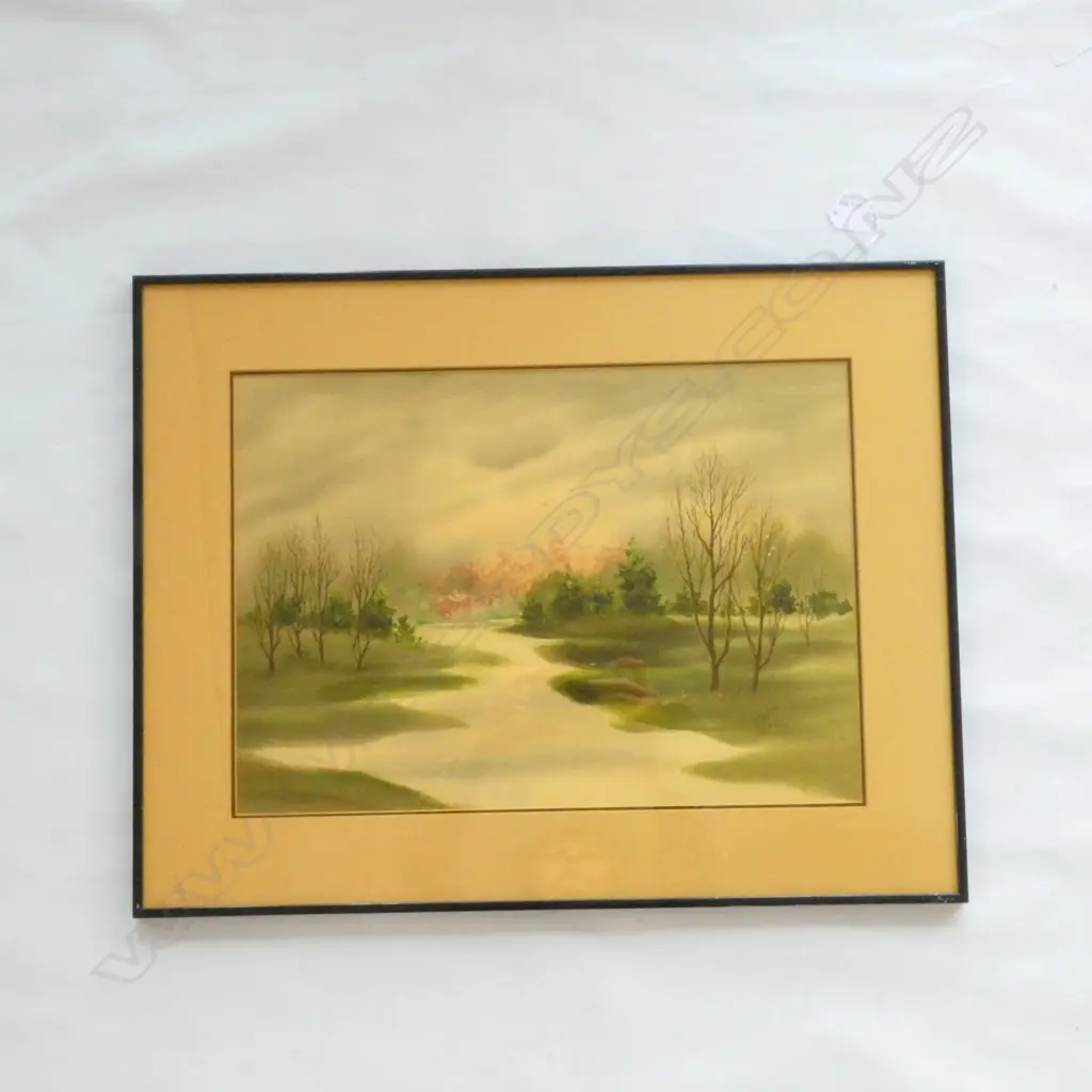 FRAMED ACRYLIC ON 50% COTTON BLOSSOM TREES, 480 X 355MM Image 1++