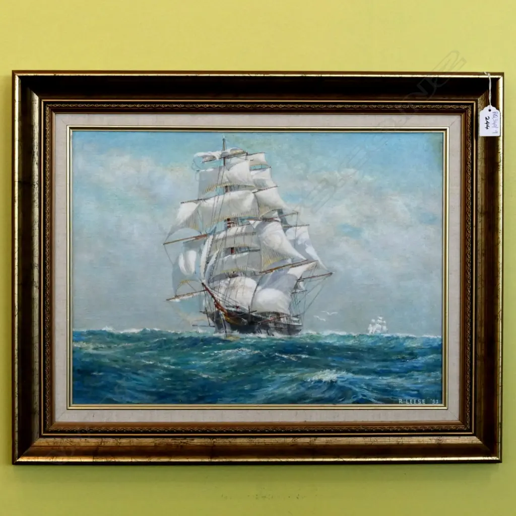 ROBERT LEESE SAILBOAT OIL ON BOARD 325 X 440MM Image 1++