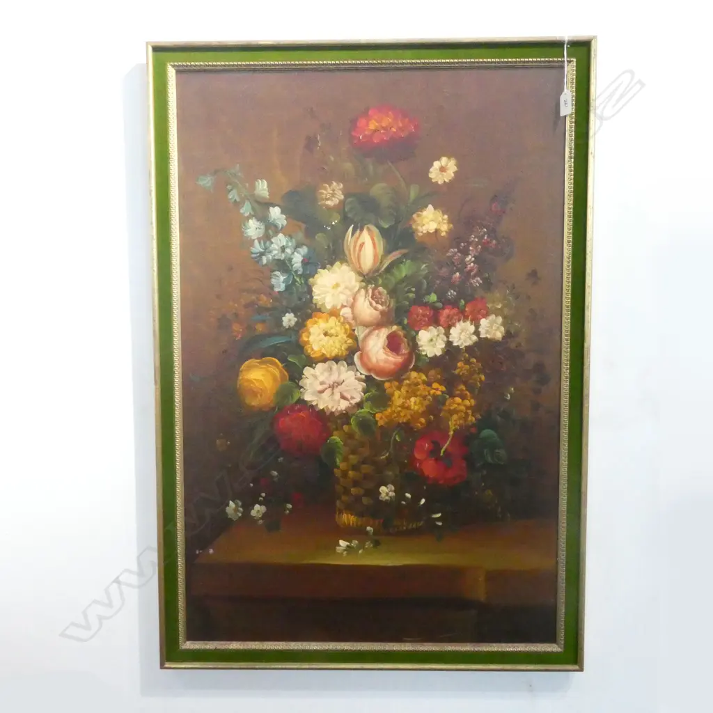 LG FRAMED STILL LIFE FLOWER OIL ON CANVAS, 900 X 540MM Image 1++