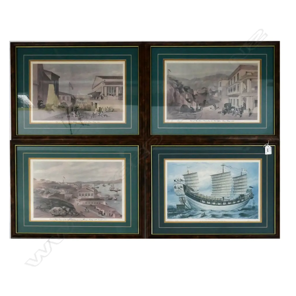 THREE FRAMED PRINTS, C. 1846 & 1 CHINESE JUNK PRINT, 370 X 460MM Image 1++