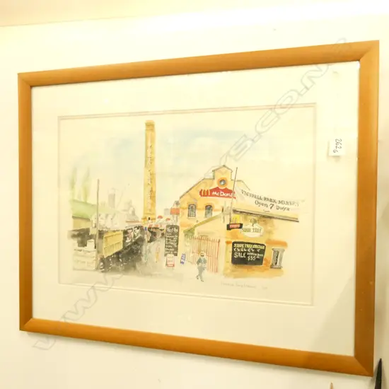 DON DONOVAN FRAMED PRINT VICT PARK MARKET 9/90 500 X 340 MM