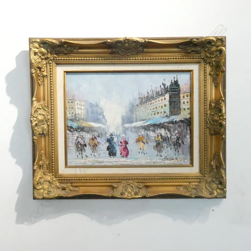GILT FRAMED OIL ON BOARD 'HOMER' 'STREET SCENE', 400 X 300MM Image 1++