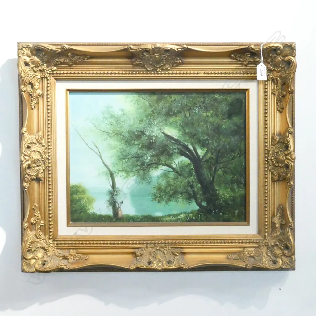 GILT FRAMED OIL ON BOARD, TREE SCENE, 400 X 300MM Image 1++