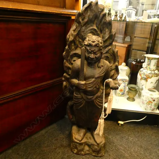 OLD ORIENTAL CERAMIC STANDING BUDDHA. BISHAMON DARK FURNISH