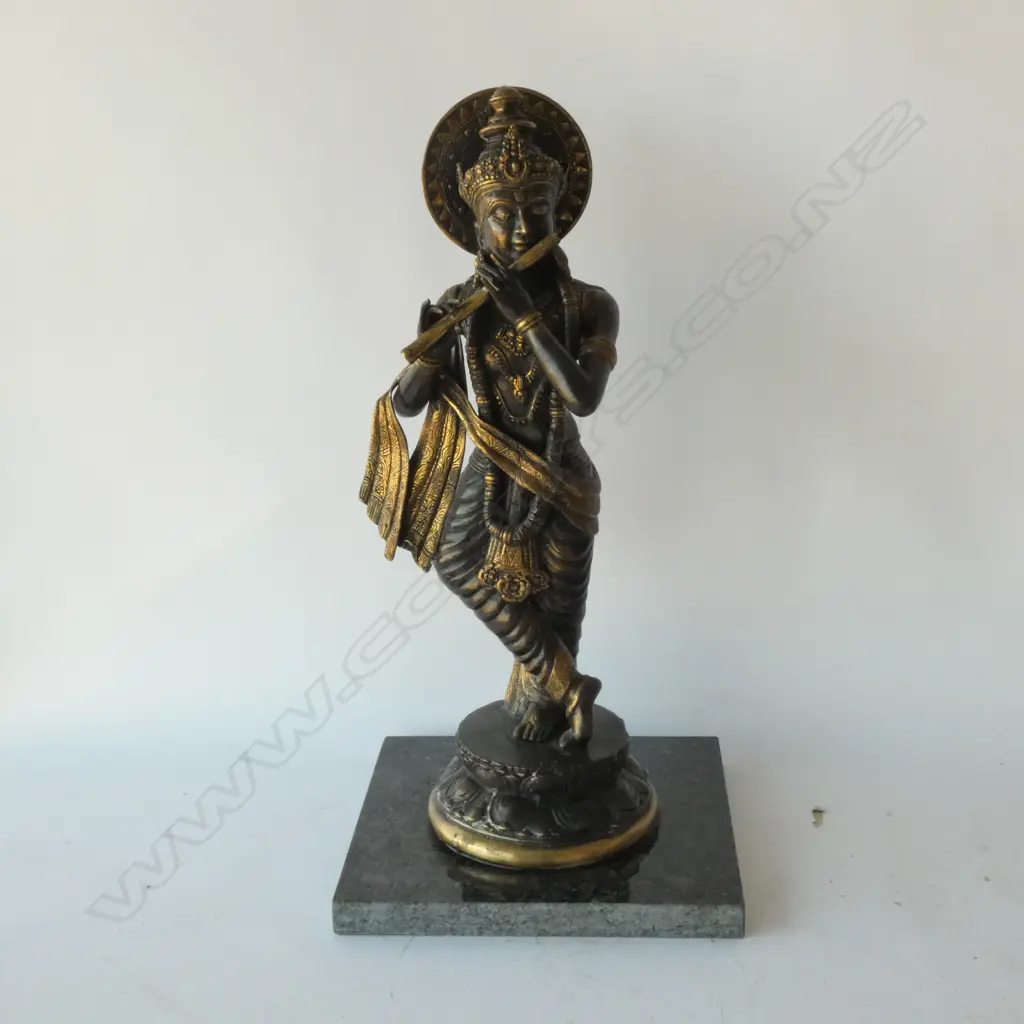 LARGE HEAVY BRASS EAST ASIAN FIGURE ON MARBLE BASE, 630MM Image 1++