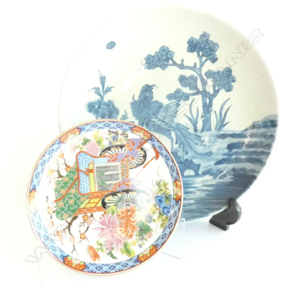 GUANGXU BLUE & WHITE PLATE, DIA. 260MM & SM SATSUMA PLATE, DIA. 160MM Image 1++