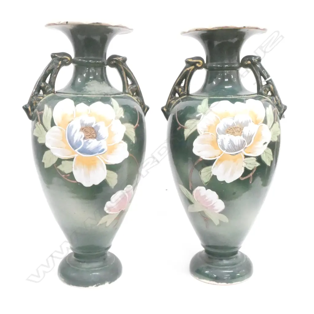 PR LARGE VICTORIAN HANDPAINTED VASES H. 450MM Image 1++