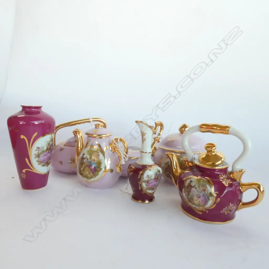 7 ASST MINIATURE LIMOGES TEAPOTS/VASES ETC Image 1++
