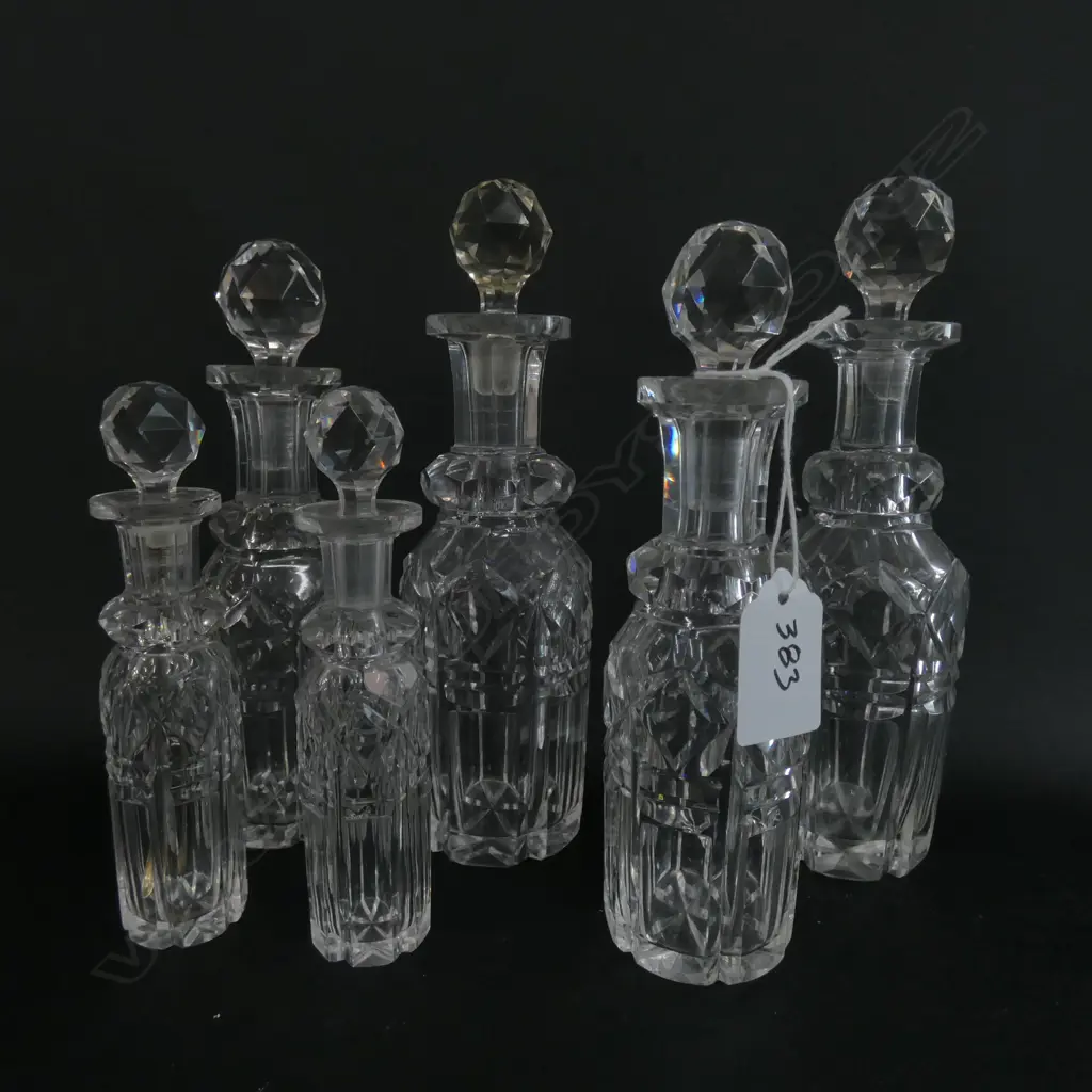 6 CRYSTAL BOTTLES; 3 PAIRS Image 1++