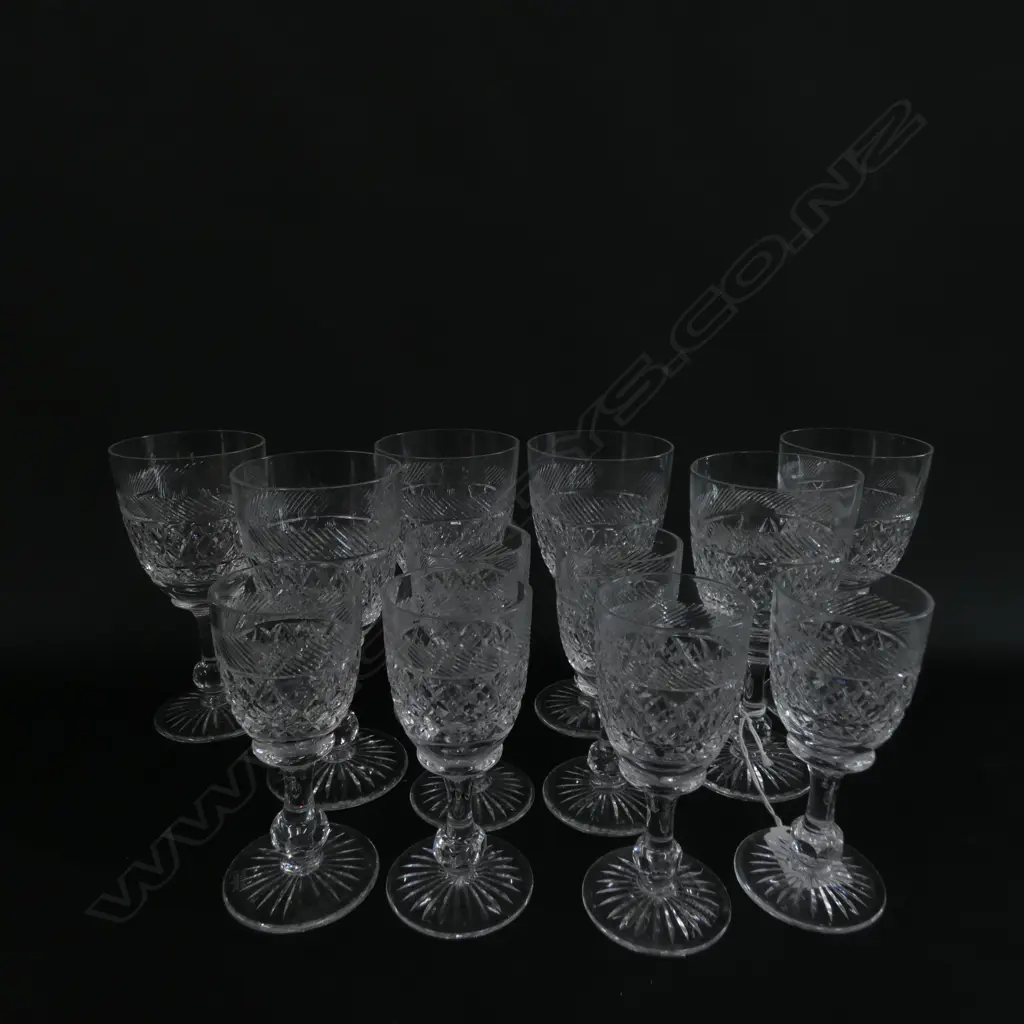 6 SMALL TUDOR CRYSTAL WINE GLASSES H. 145MM + 6 PORT  Image 1++