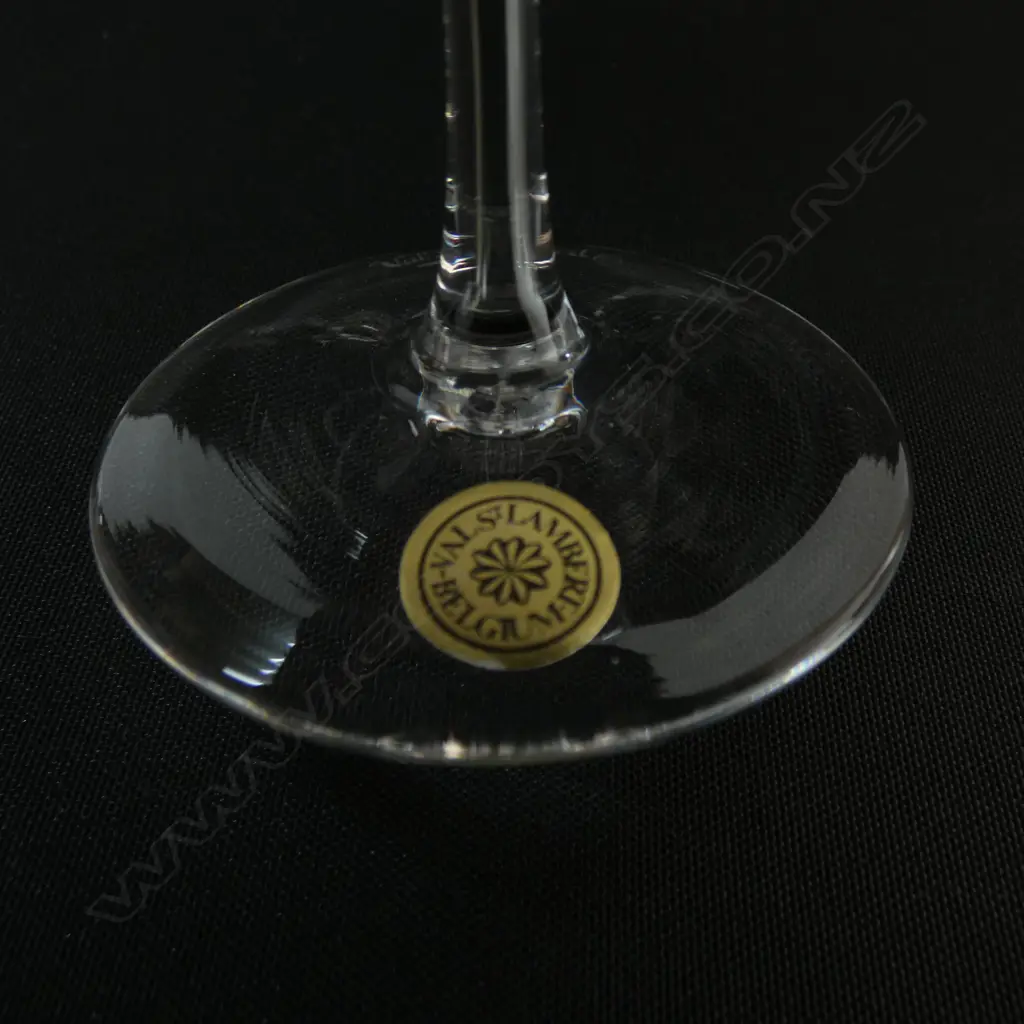 SIX VAL ST. LAMBERT BELGIUM CRYSTAL STEMMED WINE GLASSES, H.140MM, BOXED Image 1++
