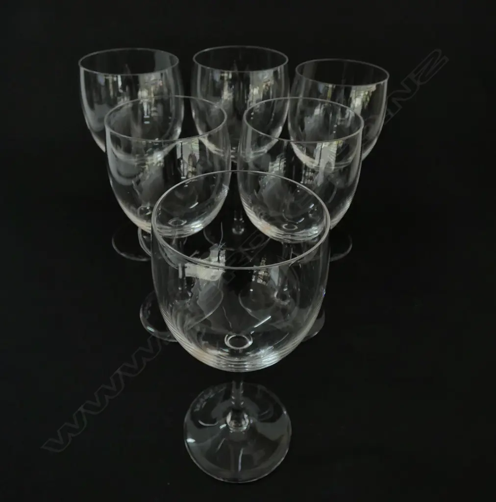 SIX VAL ST. LAMBERT BELGIUM CRYSTAL WINE GLASSES, BOXED Image 1++