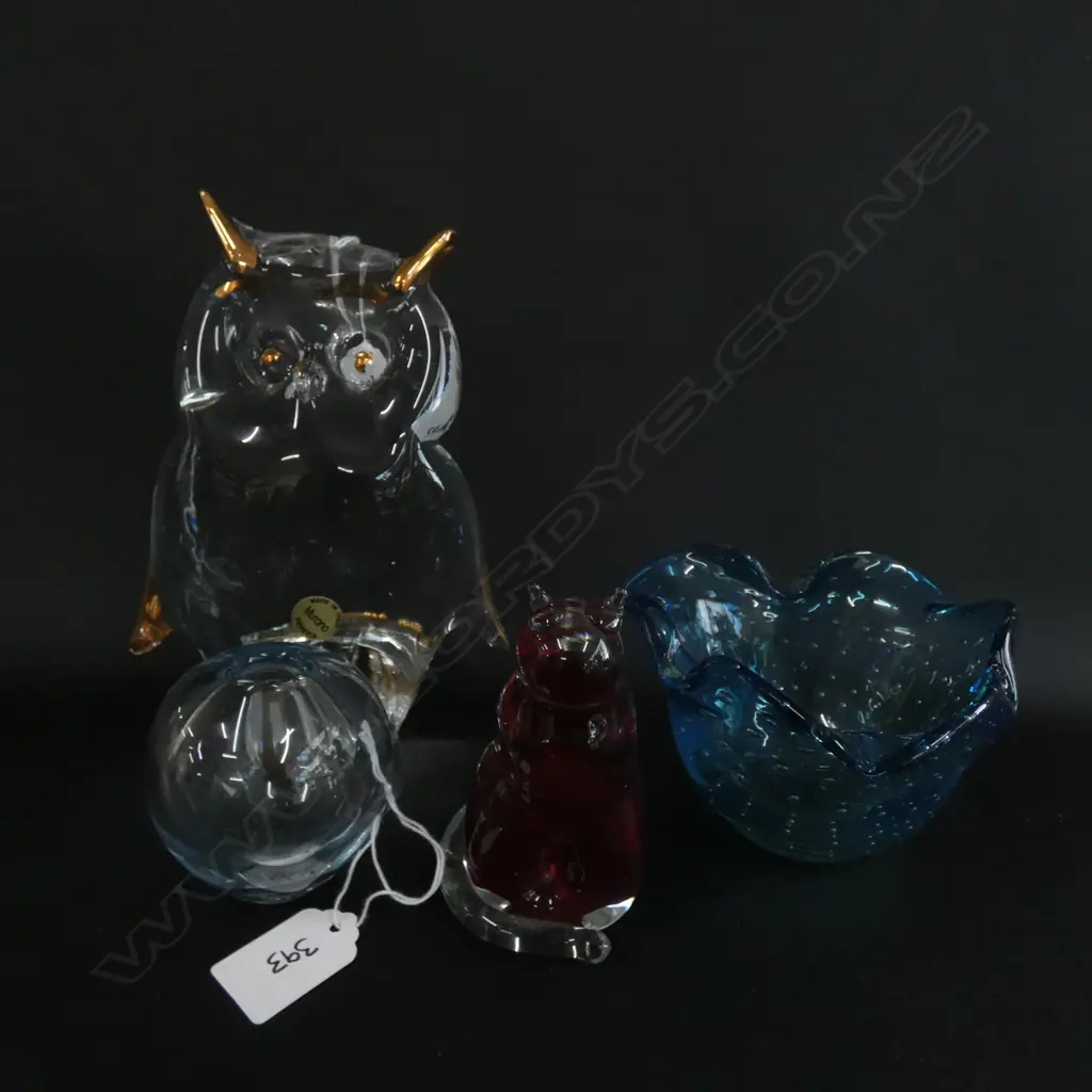 4 PCES ART GLASS; MURANO (AF), HOLMEGAARD ETC Image 1++