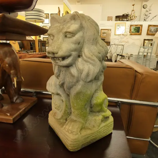 PAIR PLASTER GARDEN LIONS, H. 380MM