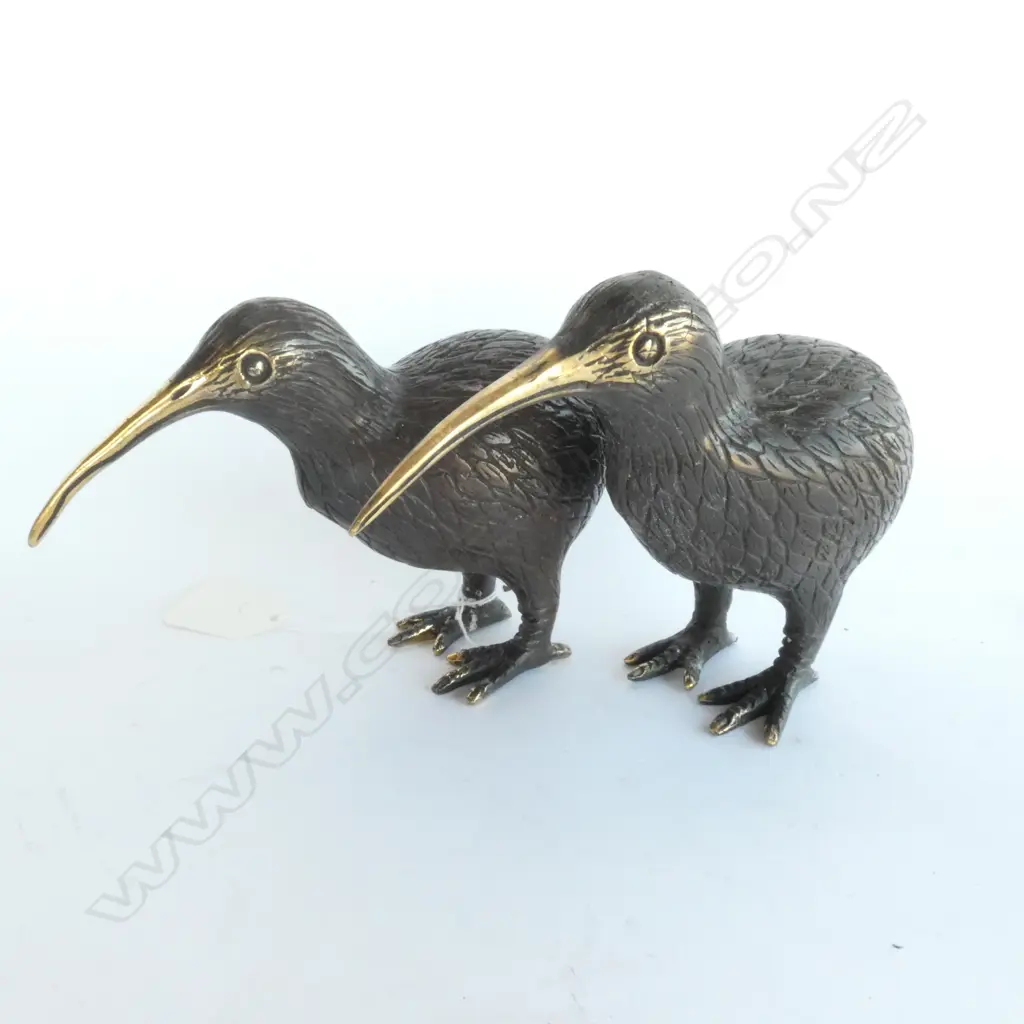PAIR SMALL BRASS CAST KIWIS, H. 95MM Image 1++