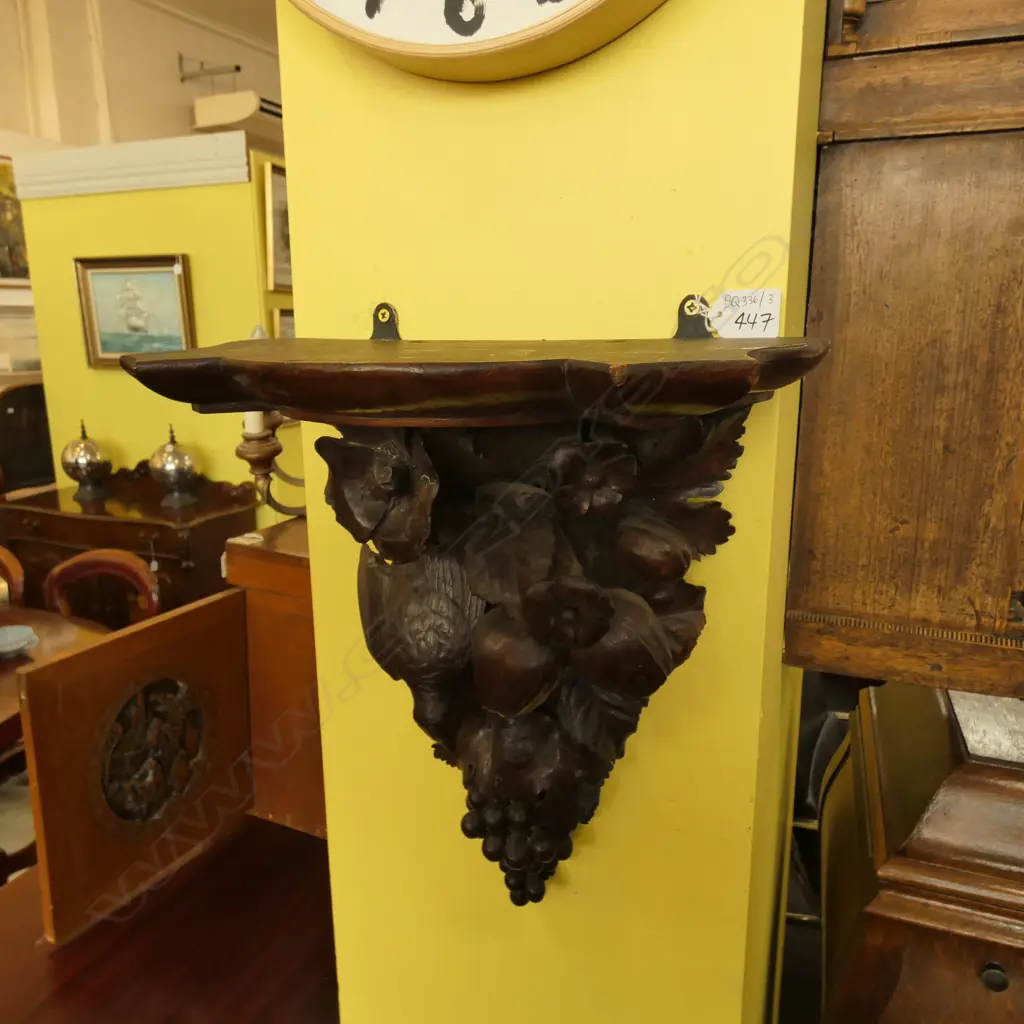 ANTIQUE CARVED WOOD WALL SHELF H. 360MM Image 1++