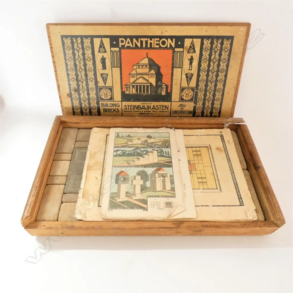 STEINBAUKASTEN PANTHEON MASONRY BUILDING BRICKS IN WOODEN BOX  Image 1++