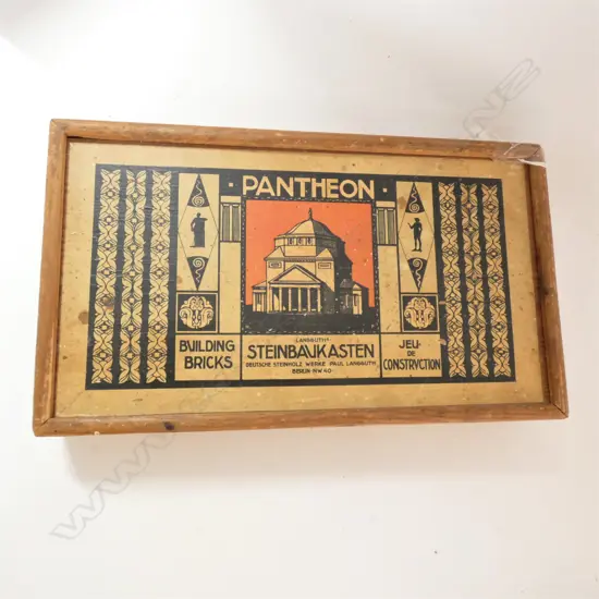 STEINBAUKASTEN PANTHEON MASONRY BUILDING BRICKS IN WOODEN BOX 