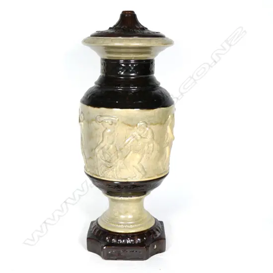 LARGE POTTERY STAND, HANDLE MISSING, H. 520MM