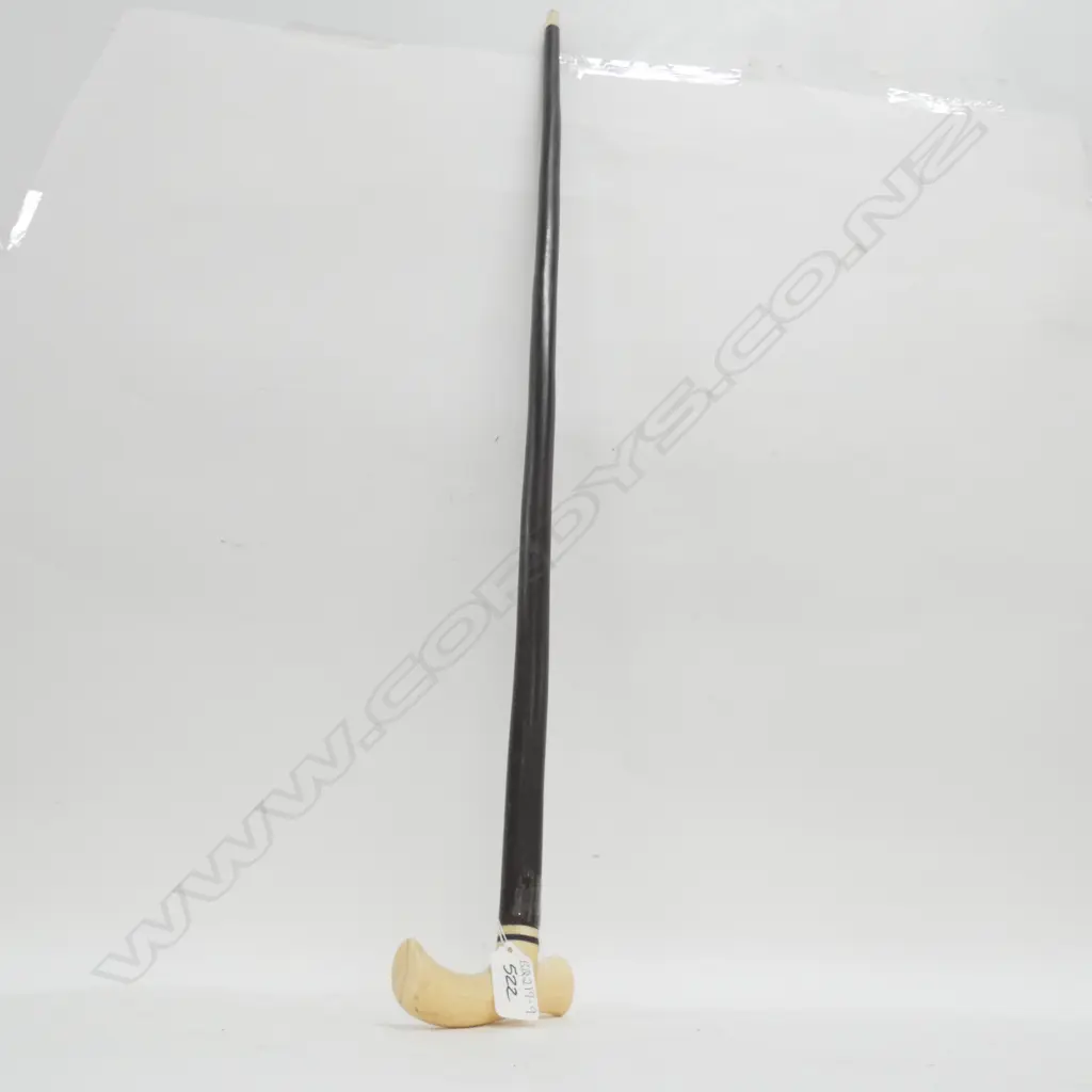 IVORY HANDLED AND EBONY WALKING STICK (chip to ivory handle) Image 1++