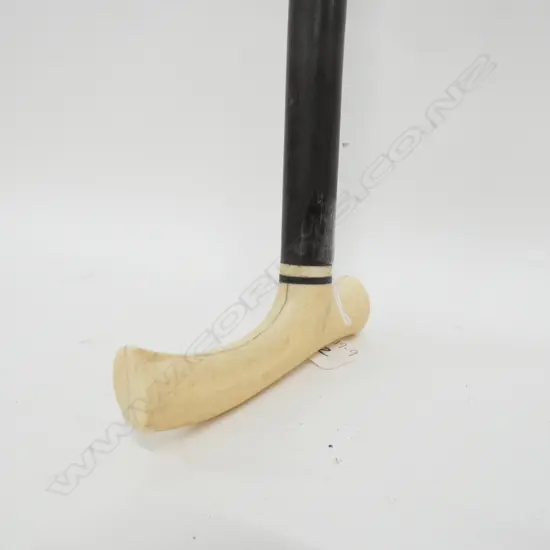 IVORY HANDLED AND EBONY WALKING STICK (chip to ivory handle)