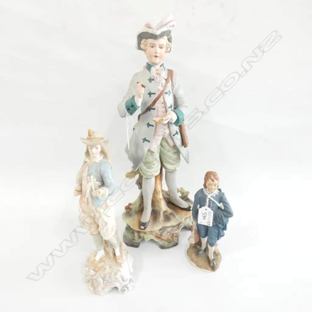 3 PORCELAIN MALE FIGURES H. 430MM LARGEST AF Image 1++