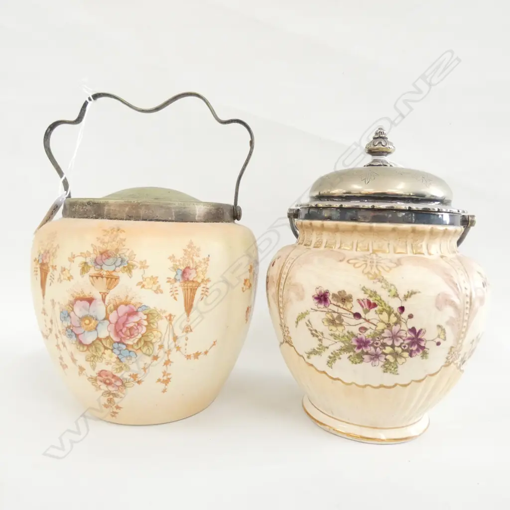 2 BISCUIT JARS; CROWN DEVON & OTHER H. 200MM Image 1++