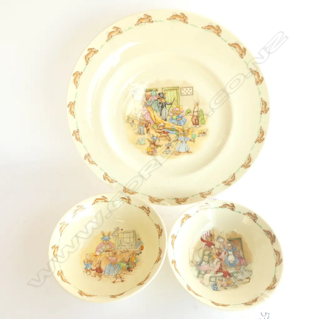 ROYAL DOULTON BUNNYKINS LG PLATE (DIA. 270MM) & 2 BOWLS (DIA. 145MM) Image 1++