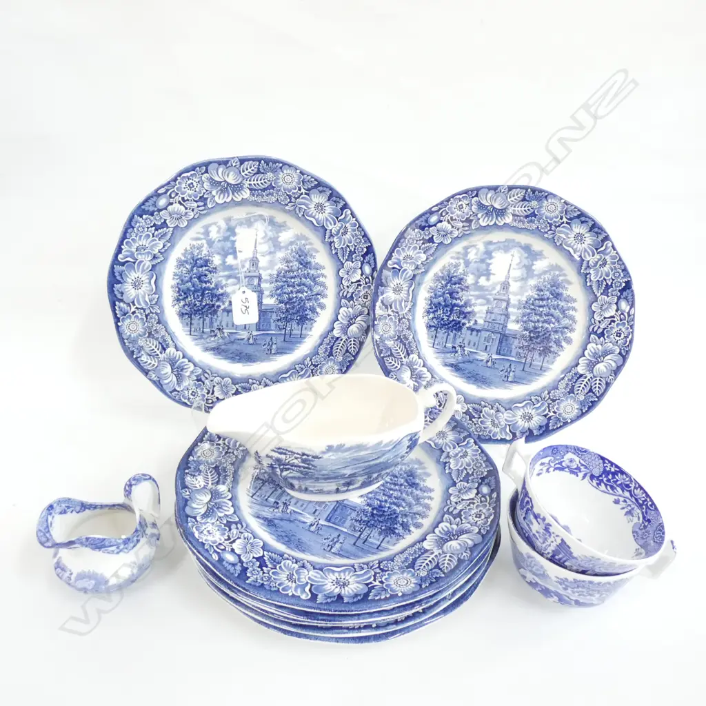 7 LIBERTY B/W PLATES + 2 CUPS & 2 JUGS Image 1++