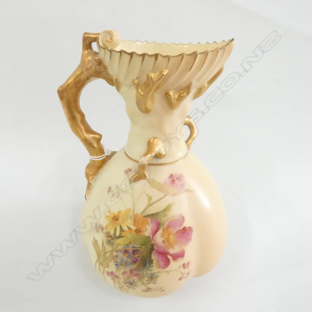 ROYAL WORCESTER CORAL HANDLED BLUSH JUG H. 190MM Image 1++