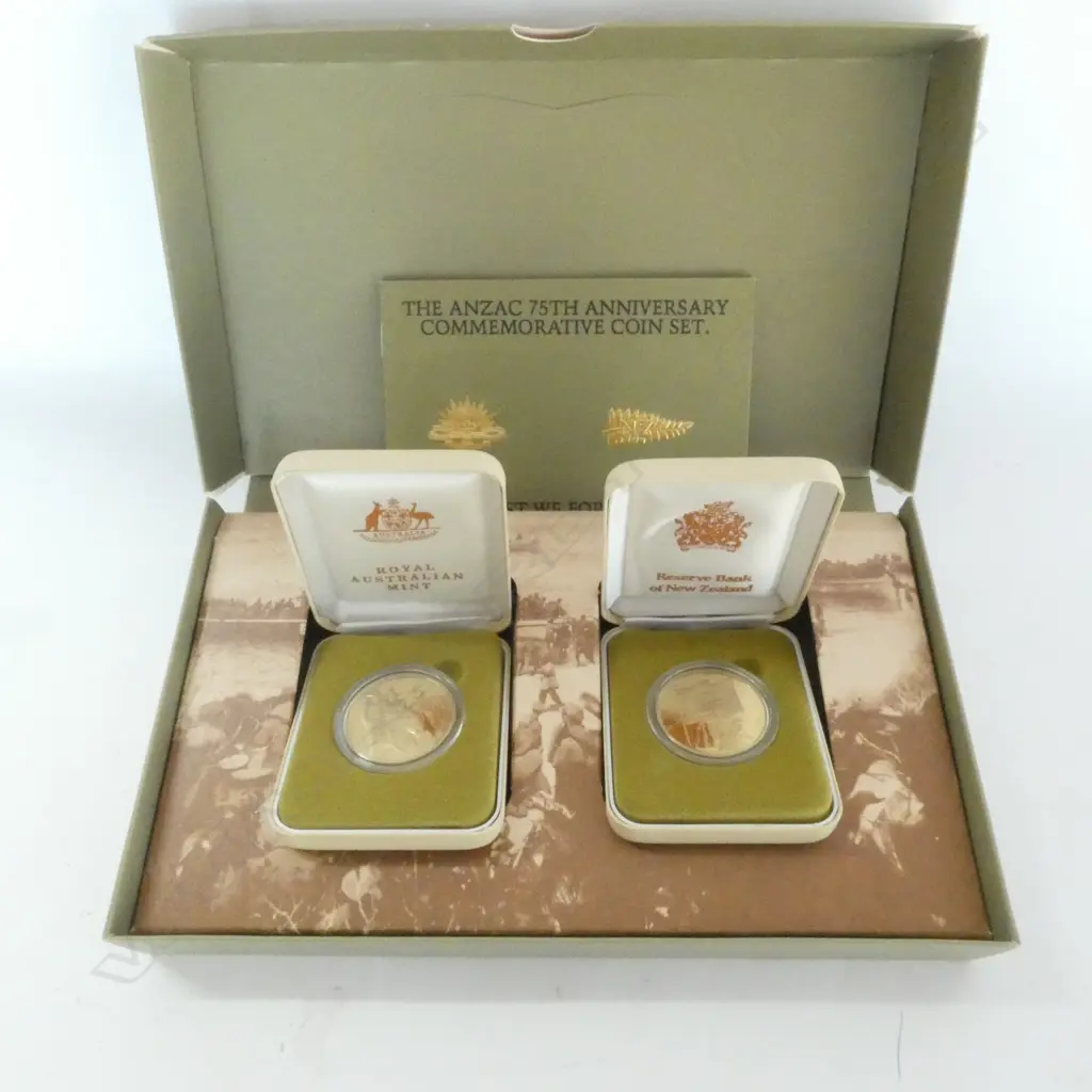 ANZAC 75th ANNIVERSARY COMMORATIVE 2 COIN SET Image 1++