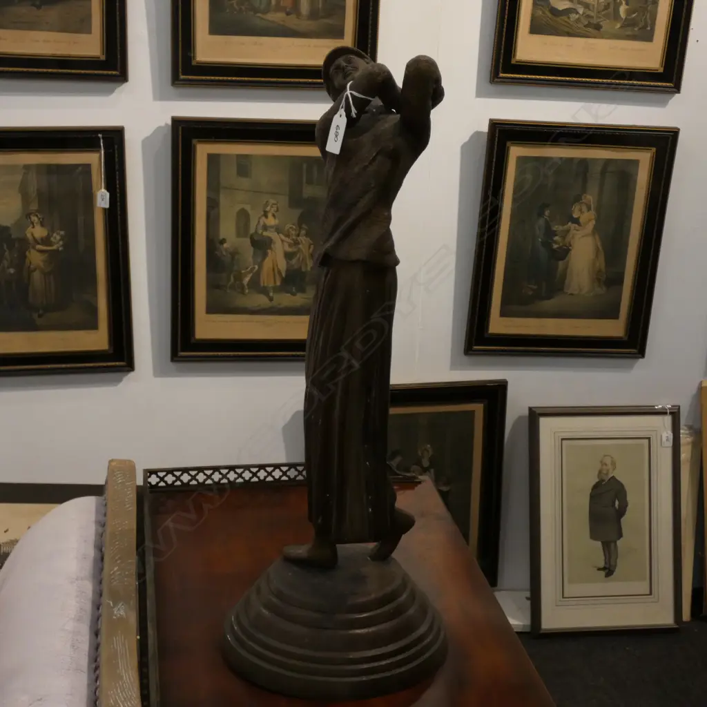 BRONZE CAST ART DECO STYLE LADY STATUE, H. 535MM Image 1++