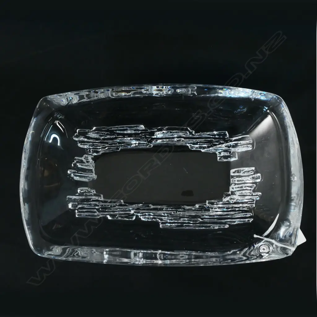 VINTAGE DAUM RECTANGULAR CRYSTAL BOWL, W. 300 X 195MM Image 1++