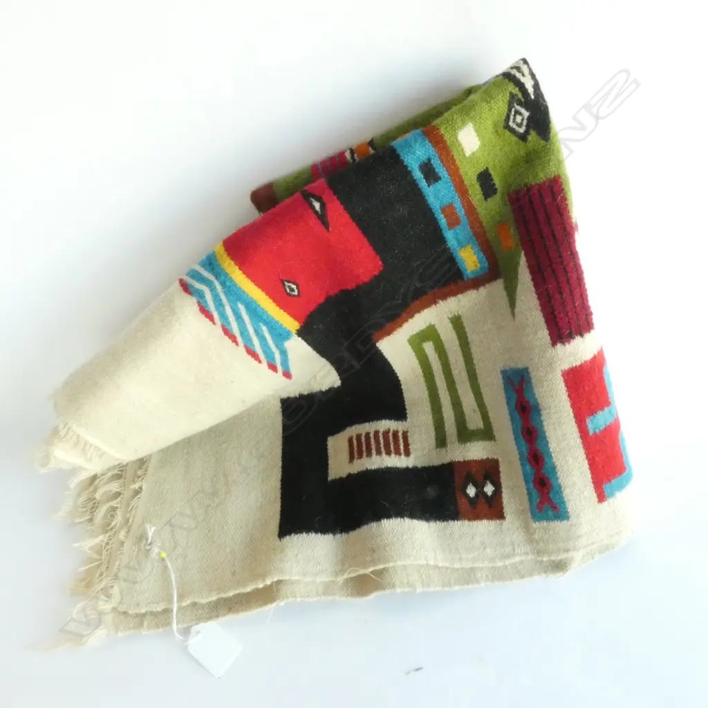 EQUADORIAN HAND WOVEN WALL HANGING C1973, W. 1370X400MM Image 1++