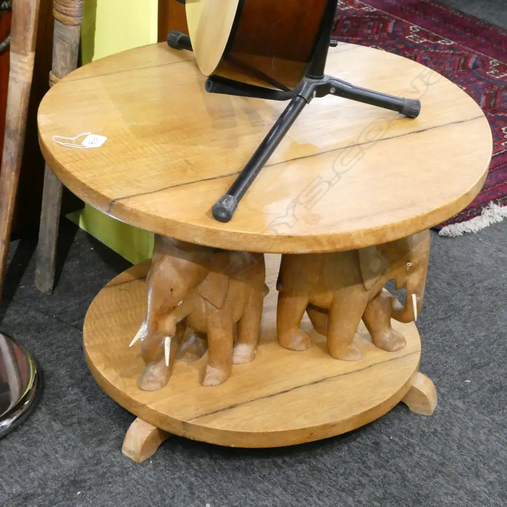 WEST AFRICAN ELEPHANT TABLE (tusks loose) 600 x 410mm Image 1++