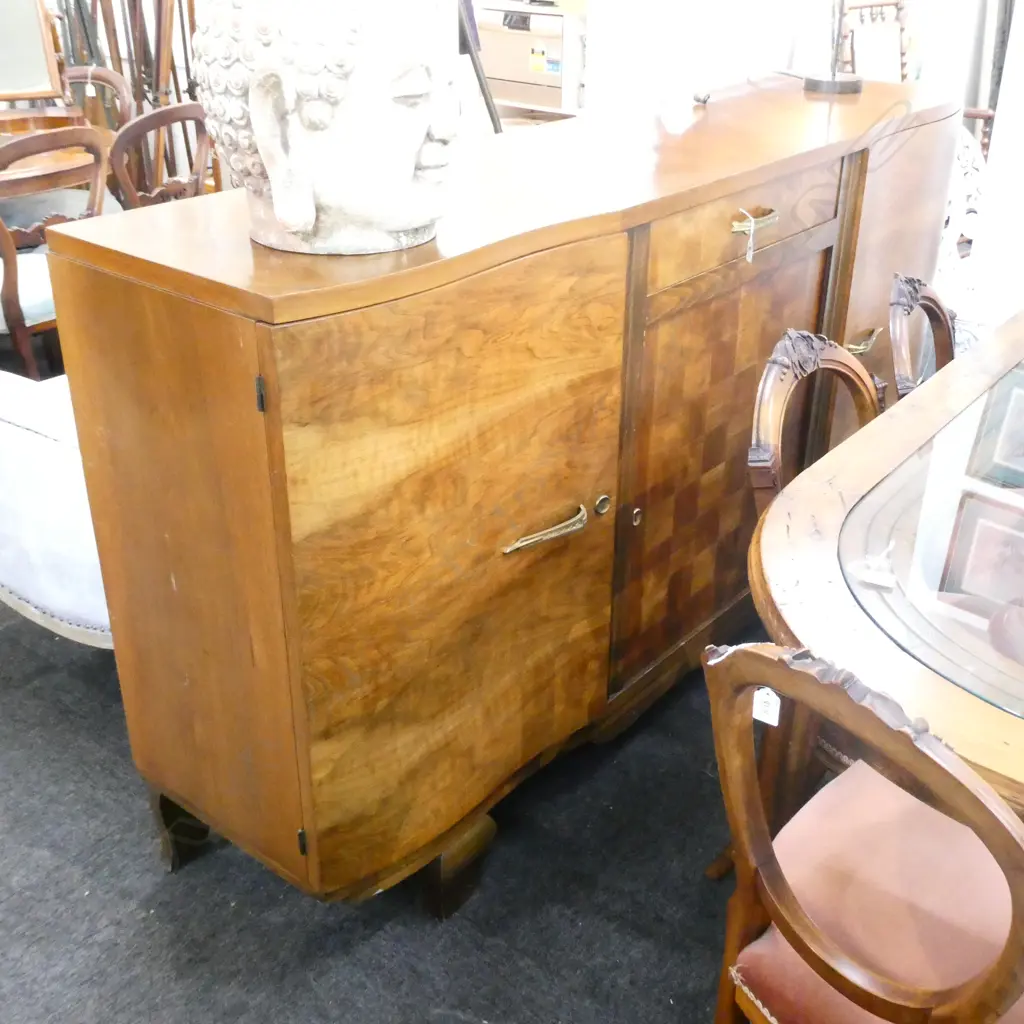 ART DECO WALNUT SIDEBOARD PARQUETRY DOOR Image 1++