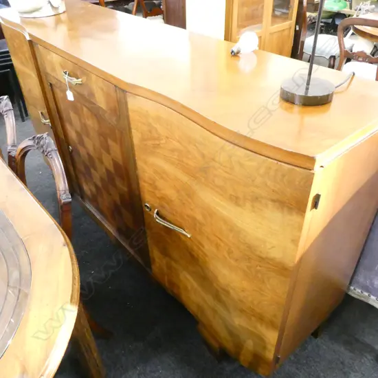 ART DECO WALNUT SIDEBOARD PARQUETRY DOOR