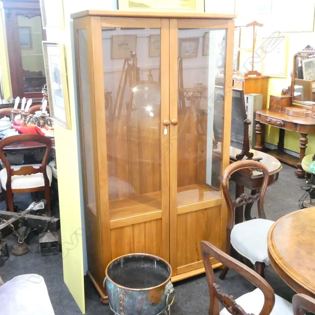 GLAZED RIMU DISPLAY CABINET H. 1840MM Image 1++
