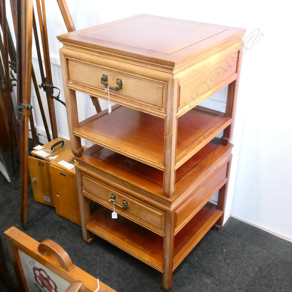 PR MID CENTURY ROSEWOOD BEDSIDE CABINETS, BRASS HANDLES, W. 560, D. 560. H. 560MM Image 1++
