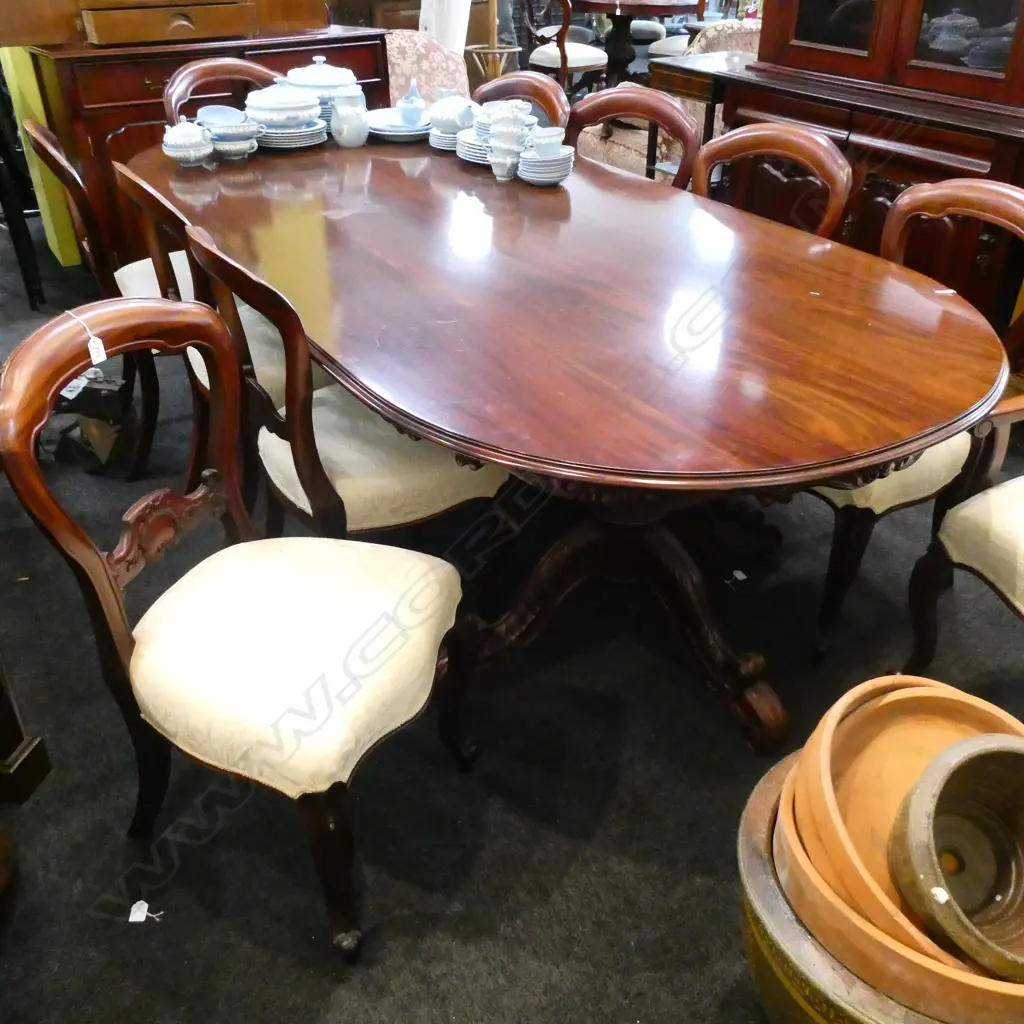 LONG MAHOGANY TABLE L. 2470MM + 10 CHAIRS Image 1++